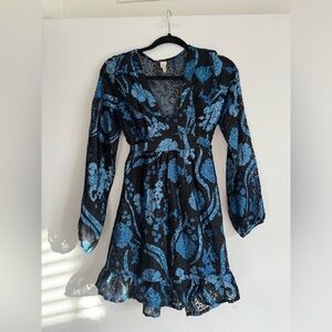 RAGA Black and Blue Patterned Dress